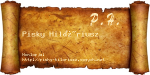 Pisky Hiláriusz névjegykártya